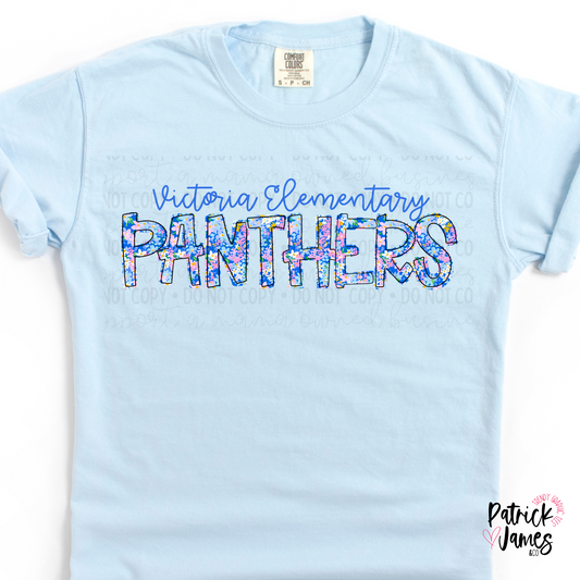 VES Spring Floral Spirit Wear - Chambray - SHORT SLEEVE