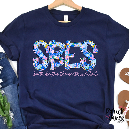 SBES Spring Floral Spirit Wear - Navy - SHORT SLEEVE