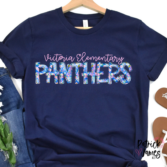 VES Spring Floral Spirit Wear - Navy - SHORT SLEEVE