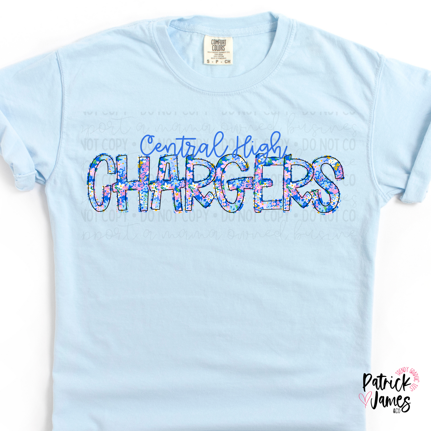 Central High Spring Floral Spirit Wear - Chambray - SHORT SLEEVE