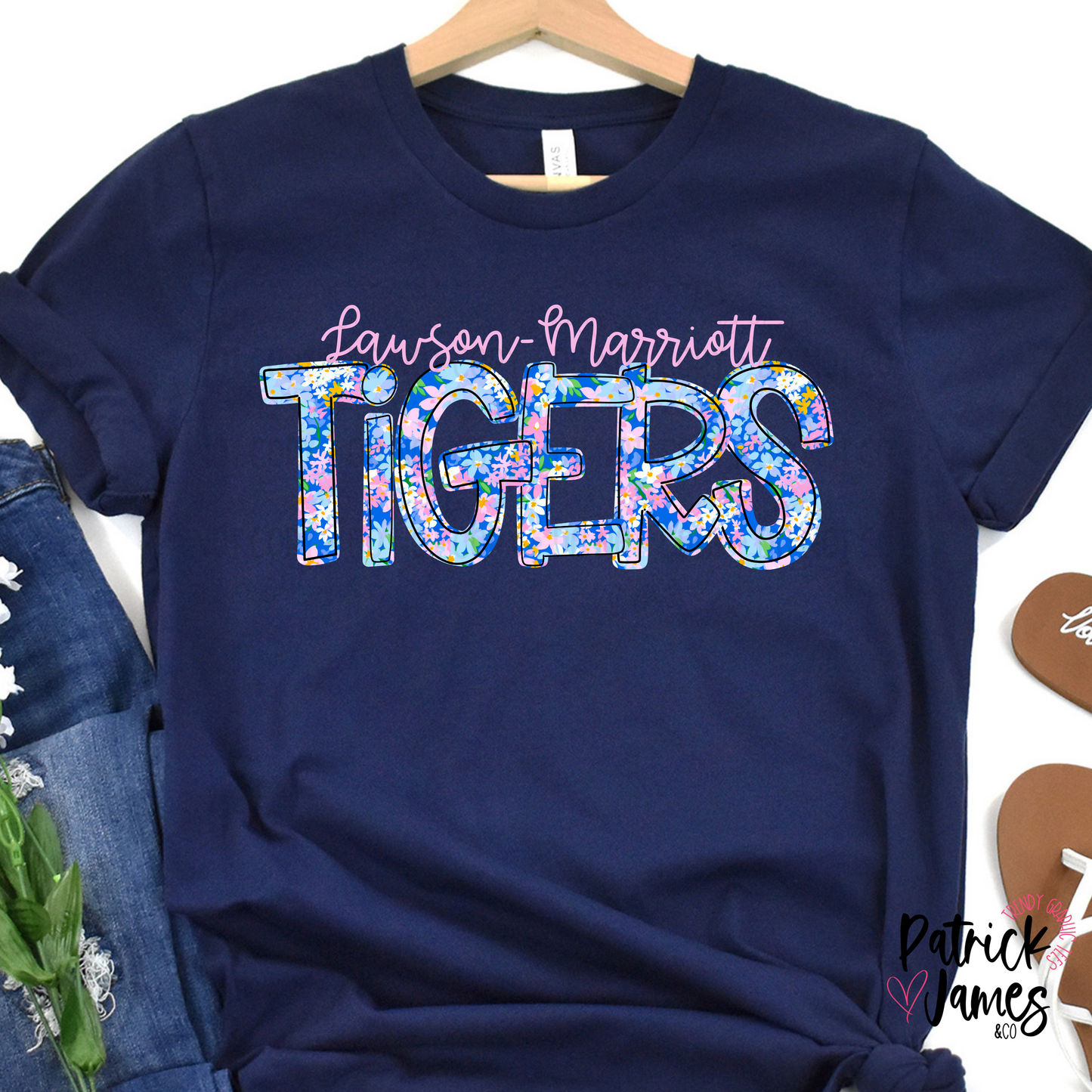 LMES Spring Floral Spirit Wear - Navy - SHORT SLEEVE