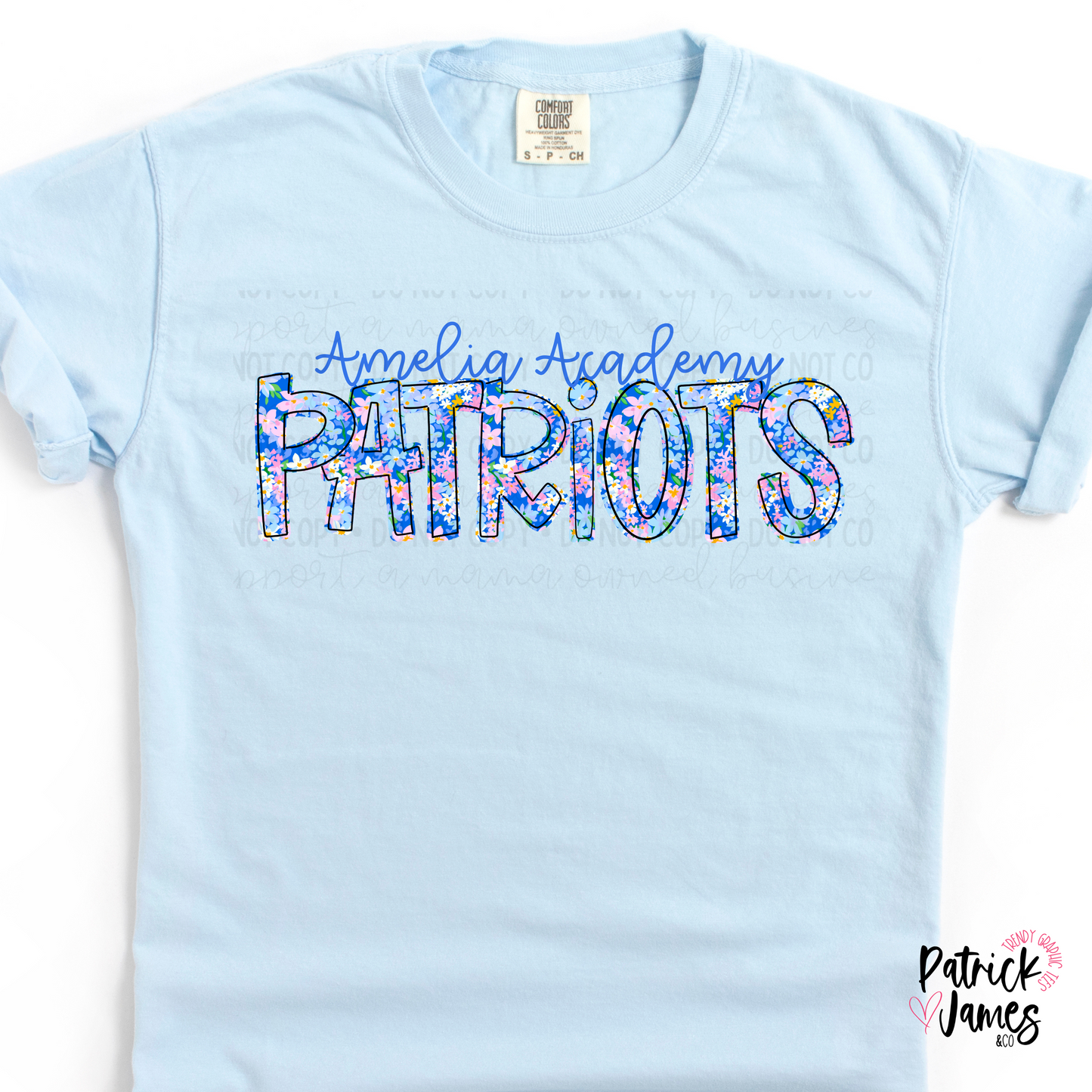 Amelia Academy Spring Floral Spirit Wear - Chambray - SHORT SLEEVE