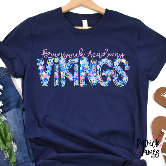 BA Spring Floral Spirit Wear - Navy - SHORT SLEEVE