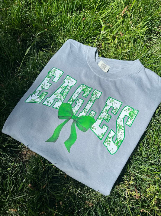 Eagles Floral Coquette Bow- Comfort Color Short Sleeve Tee