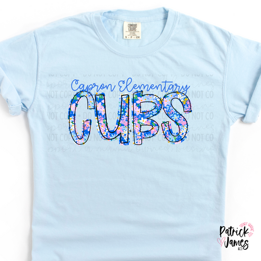 Capron Elementary Spring Floral Spirit Wear - Chambray - SHORT SLEEVE