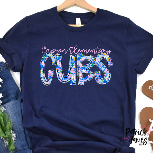 Capron Elementary Spring Floral Spirit Wear - Navy - SHORT SLEEVE