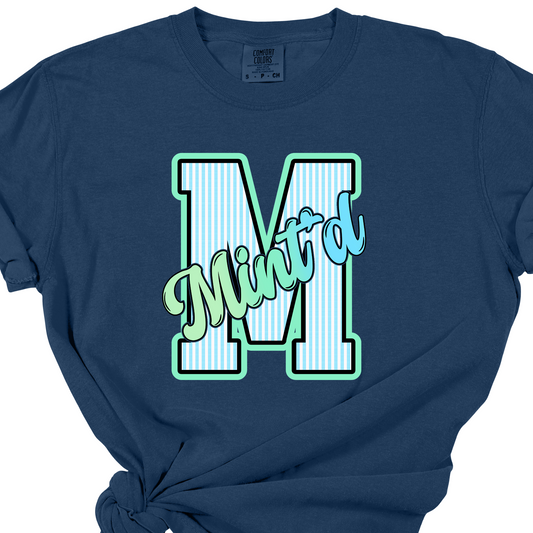 Seersucker Mint'd Comfort Color Navy Short Sleeve