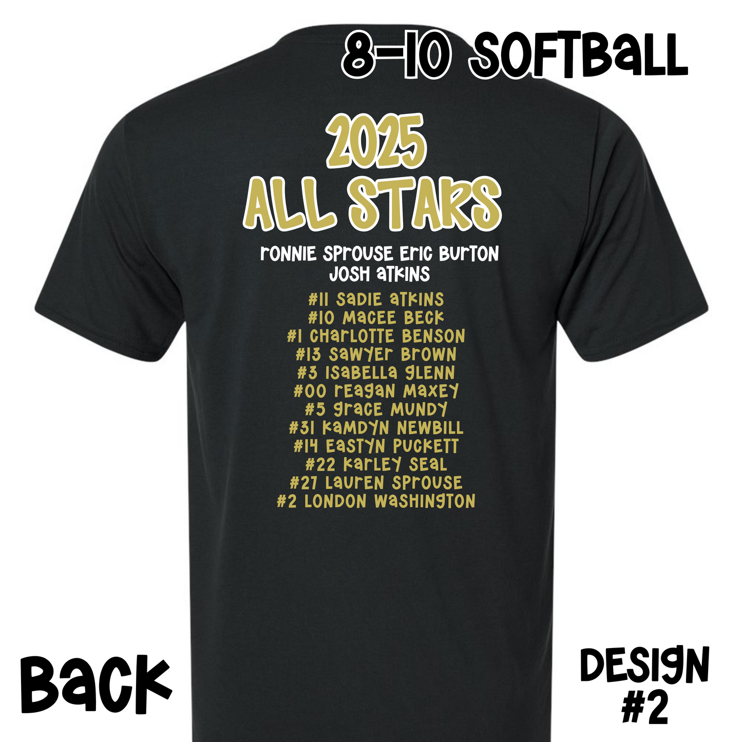 8-10 SOFTBALL- Design #2 - KW All Stars- COMFORT COLORS© Short Sleeve