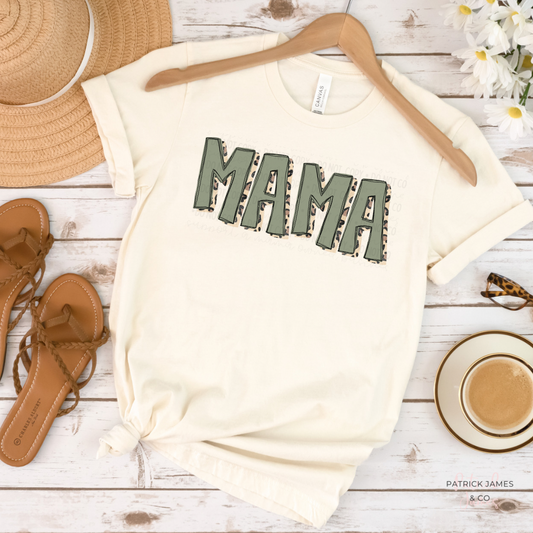 Leopard Background MAMA- Short Sleeve
