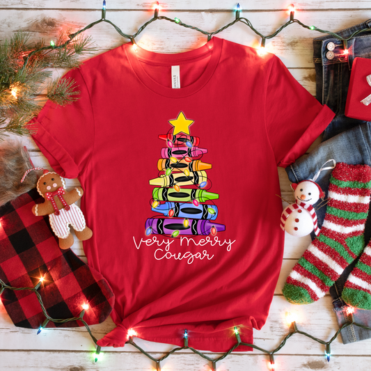 Very Merry Cougar- Red SHORT SLEEVE