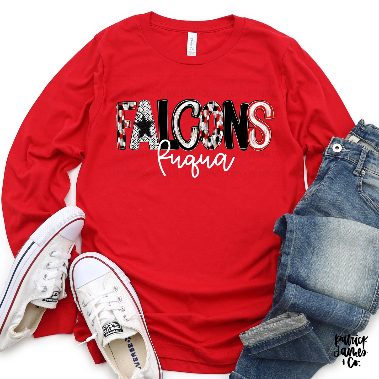 Preppy Spirit Alpha- Fuqua Falcons- Red Long Sleeve