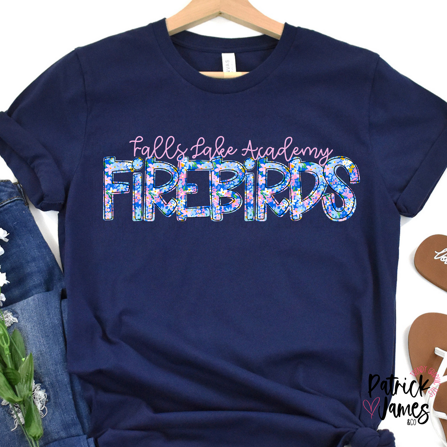 FLA Spring Floral Spirit Wear - Navy - SHORT SLEEVE