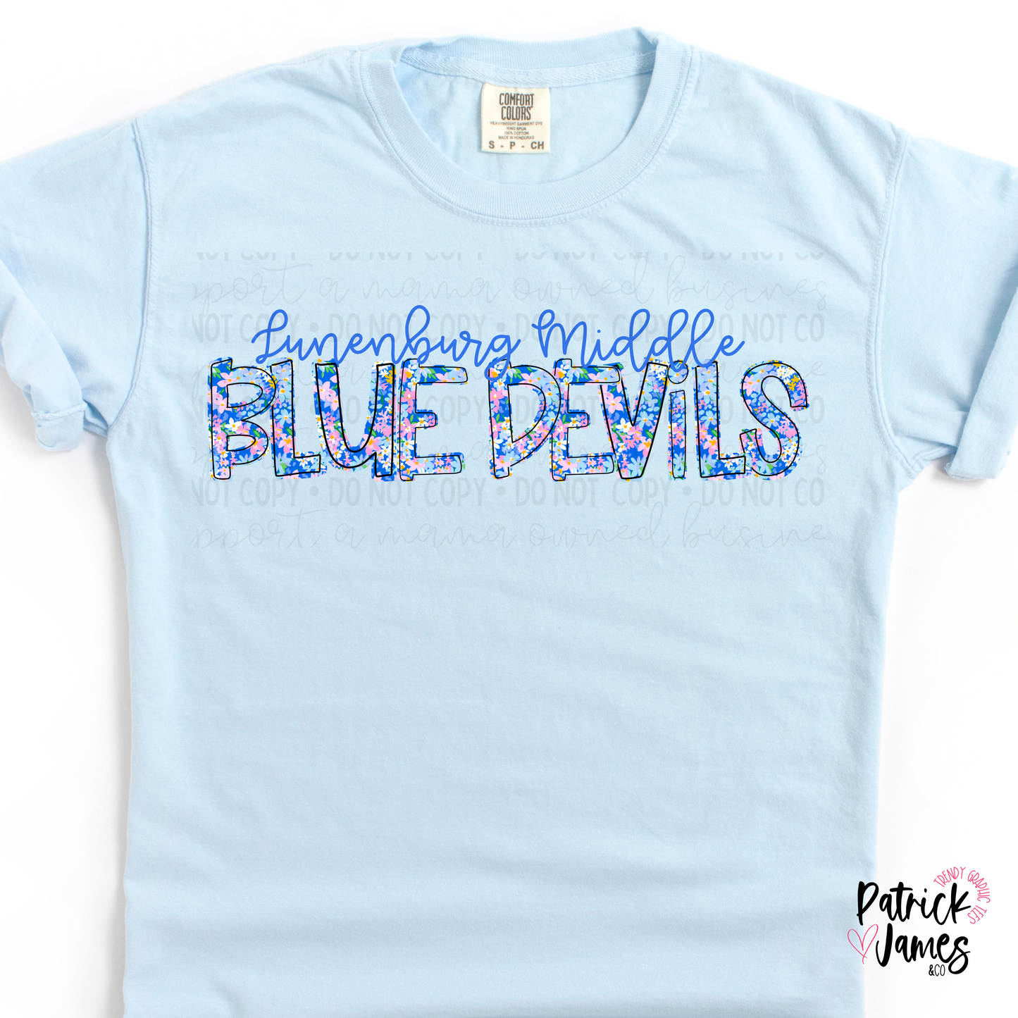 Lunenburg Middle Spring Floral Spirit Wear - Chambray - SHORT SLEEVE