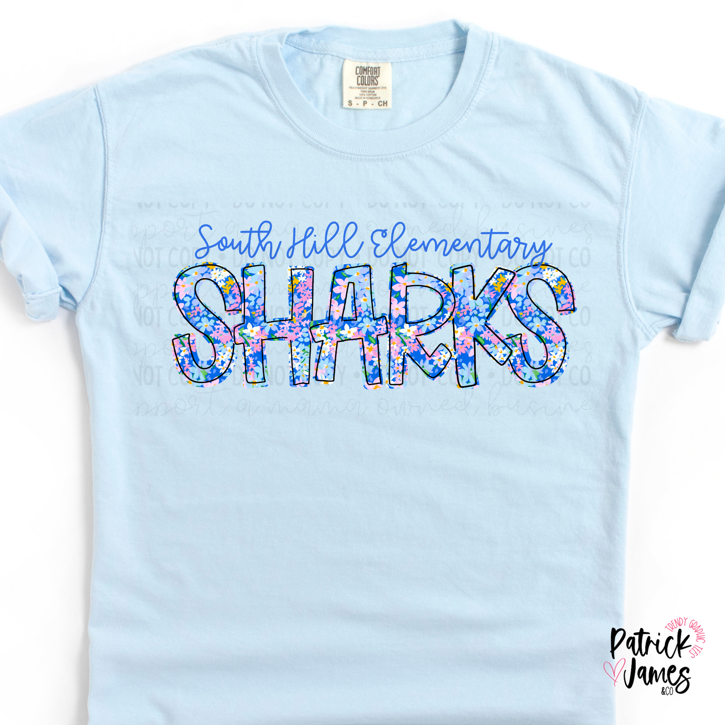 South Hill Elementary Spring Floral Spirit Wear - Chambray - SHORT SLEEVE