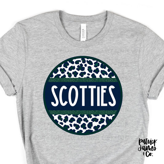 Leopard Circle Scotties- Grey Short Sleeve