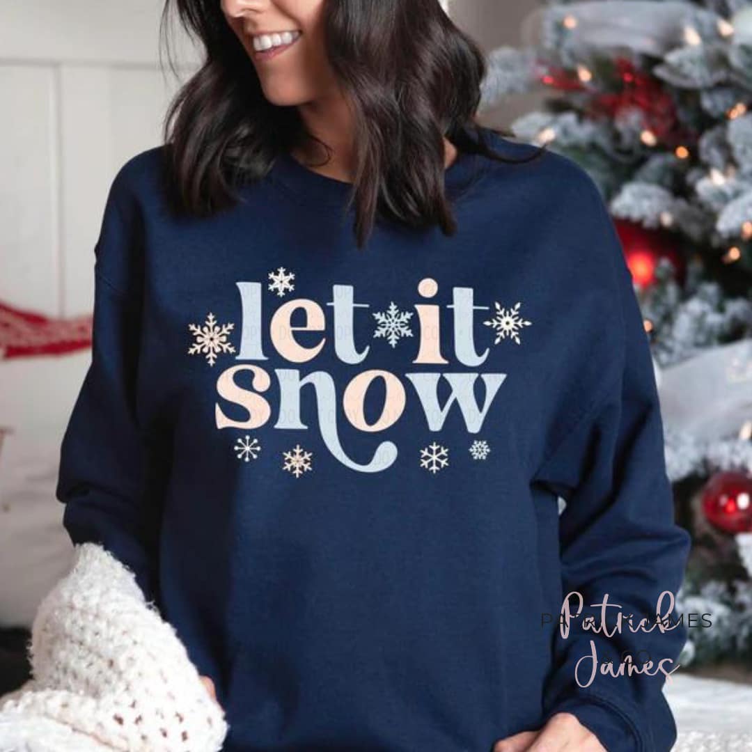 Let it Snow- Navy LONG SLEEVE