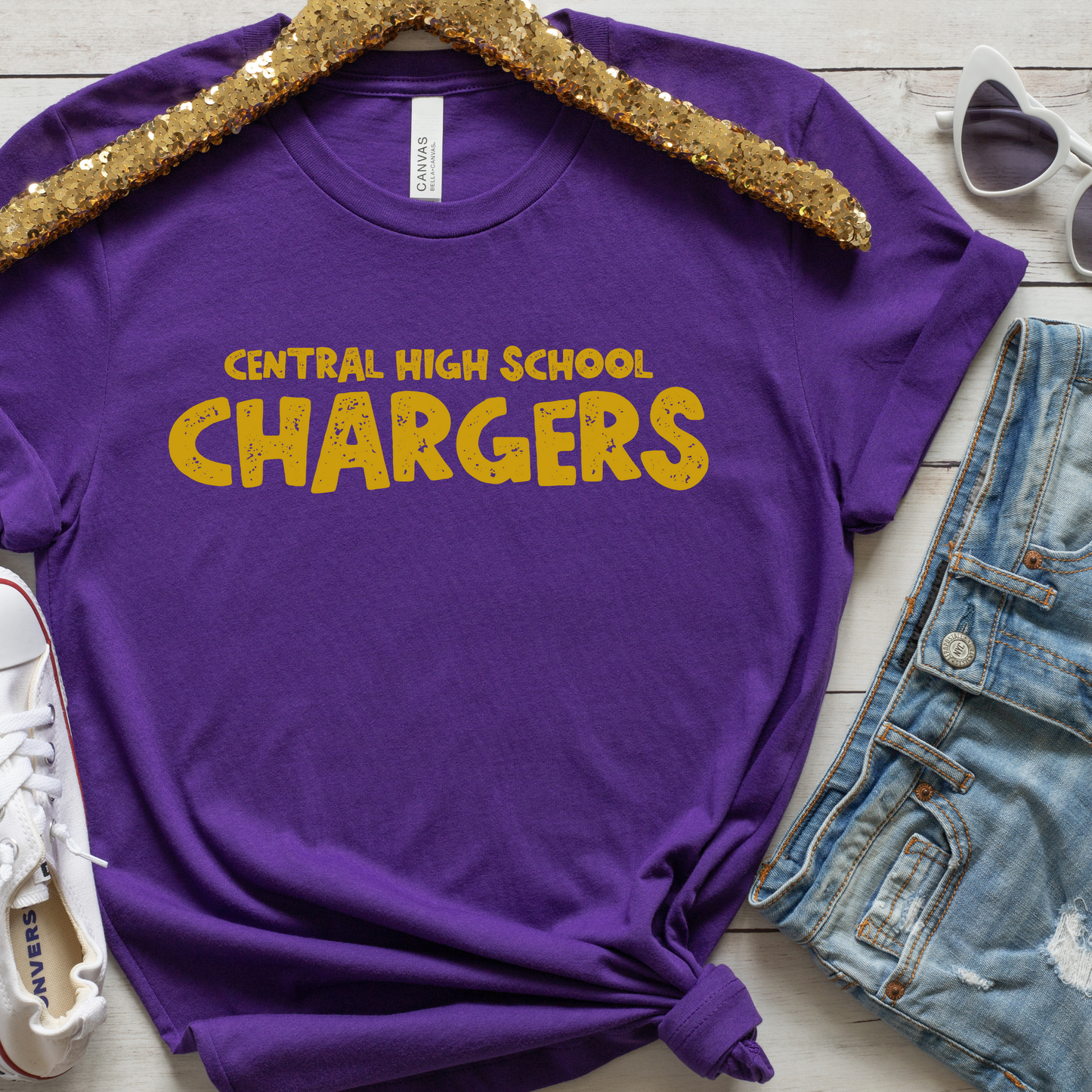 Central Chargers Simple Font- BELLA + CANVAS SHORT SLEEVE