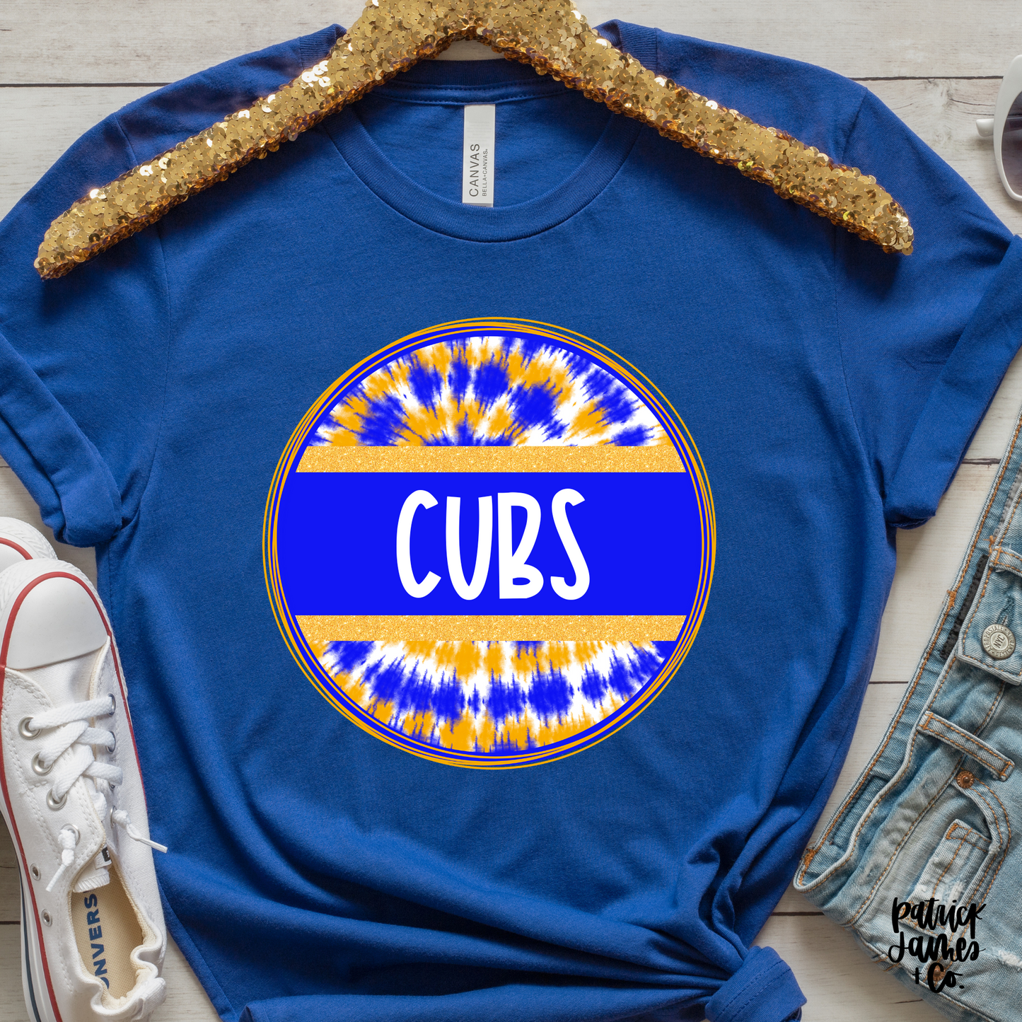 Tie Dye Circle Cubs Bella + Canvas Short Sleeve