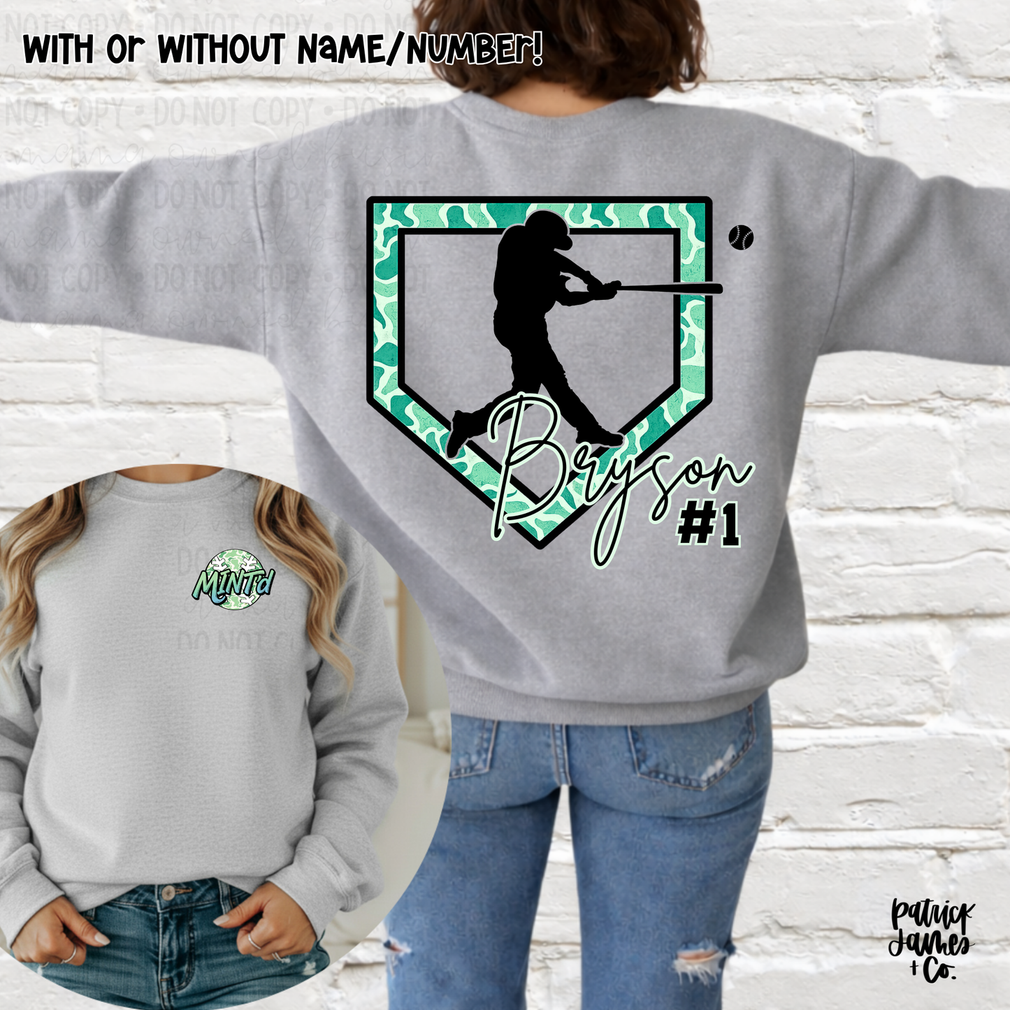 Mint Camo Baseball Player Sweatshirt