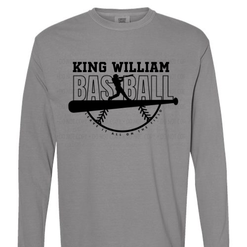 King William Baseball - Grey - Comfort Color Long Sleeve