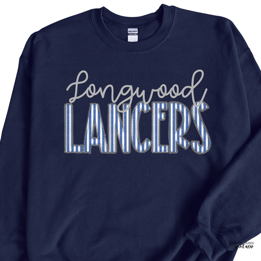 Lancers Seersucker- Gildan Navy Crewneck Sweatshirt