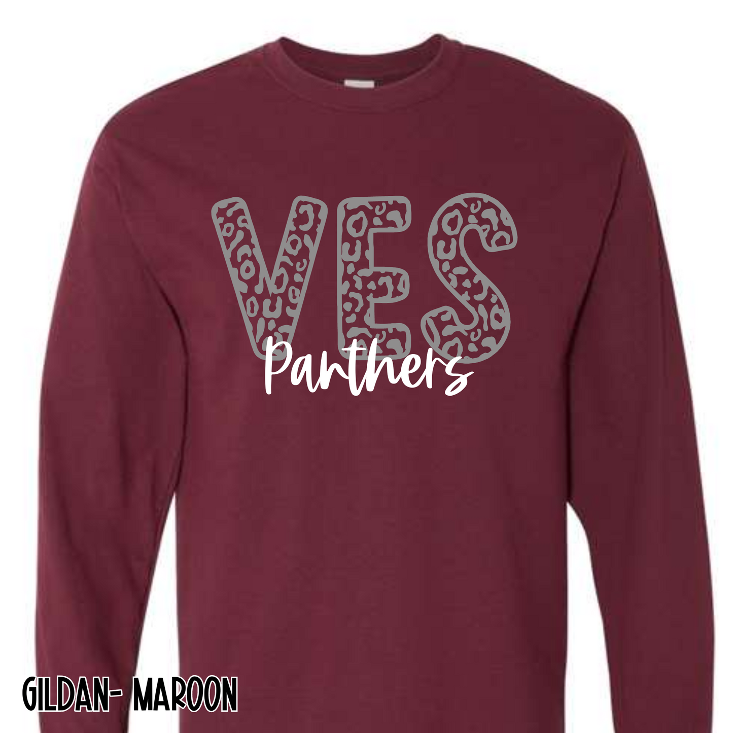 Leopard VES- Maroon Long Sleeve