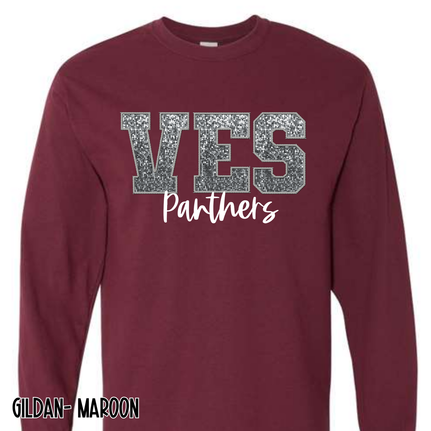 Faux Sequins VES- Maroon Long Sleeve