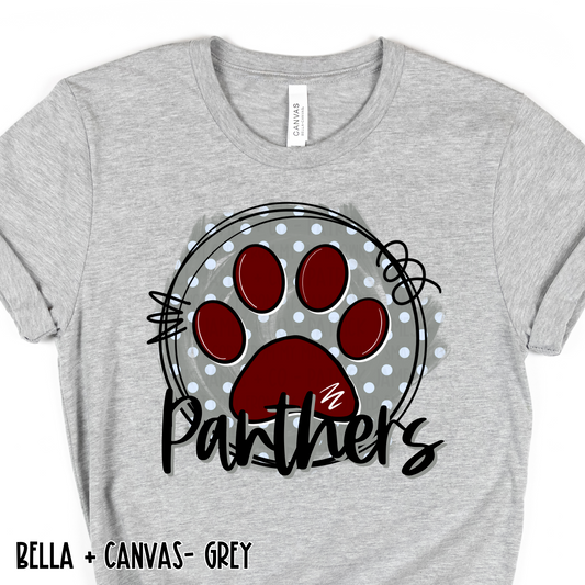 Paw Print Panthers- Grey Short Sleeve