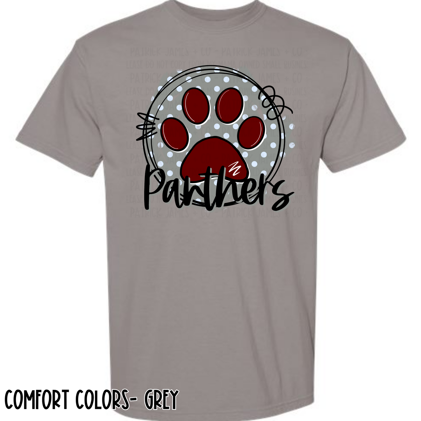 Paw Print Panthers- Grey Short Sleeve