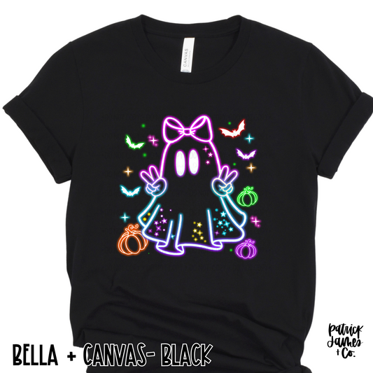 Neon Girl Ghost- Black Short Sleeve