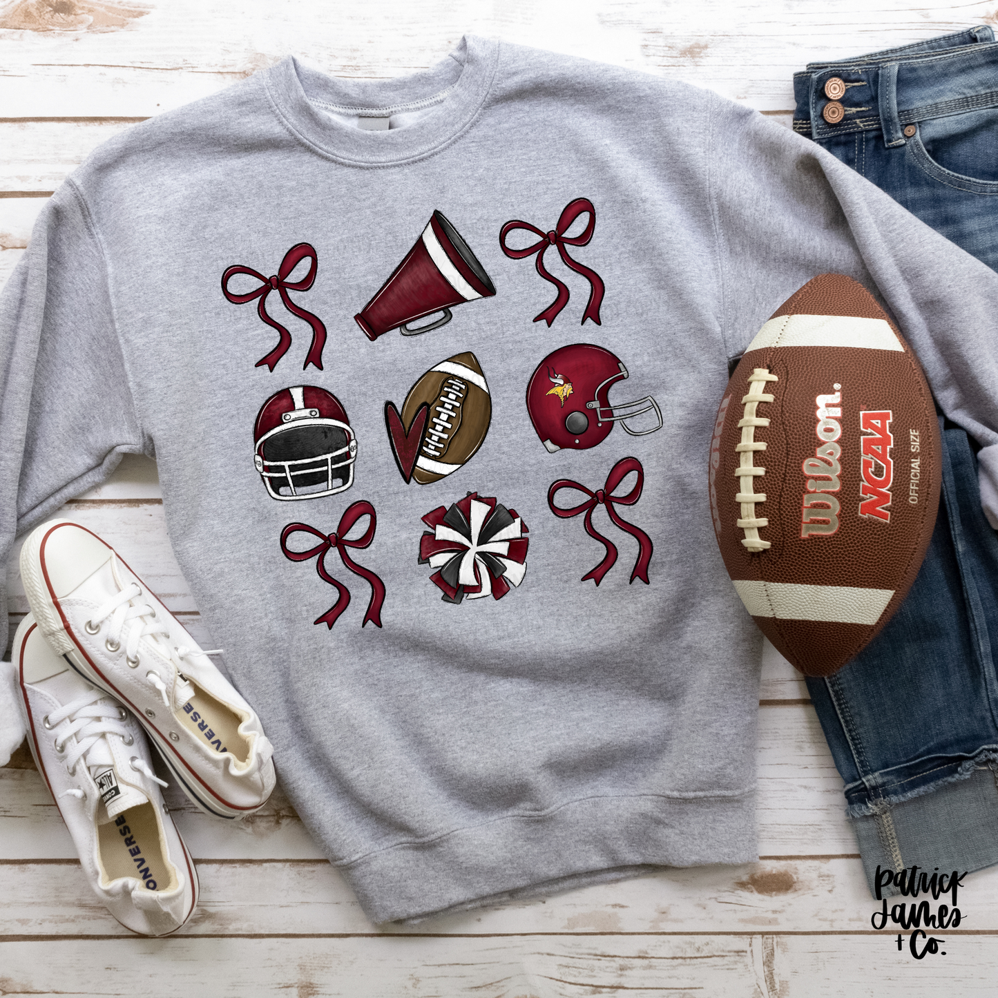 Vikings Football + Cheer- Grey Sweatshirt