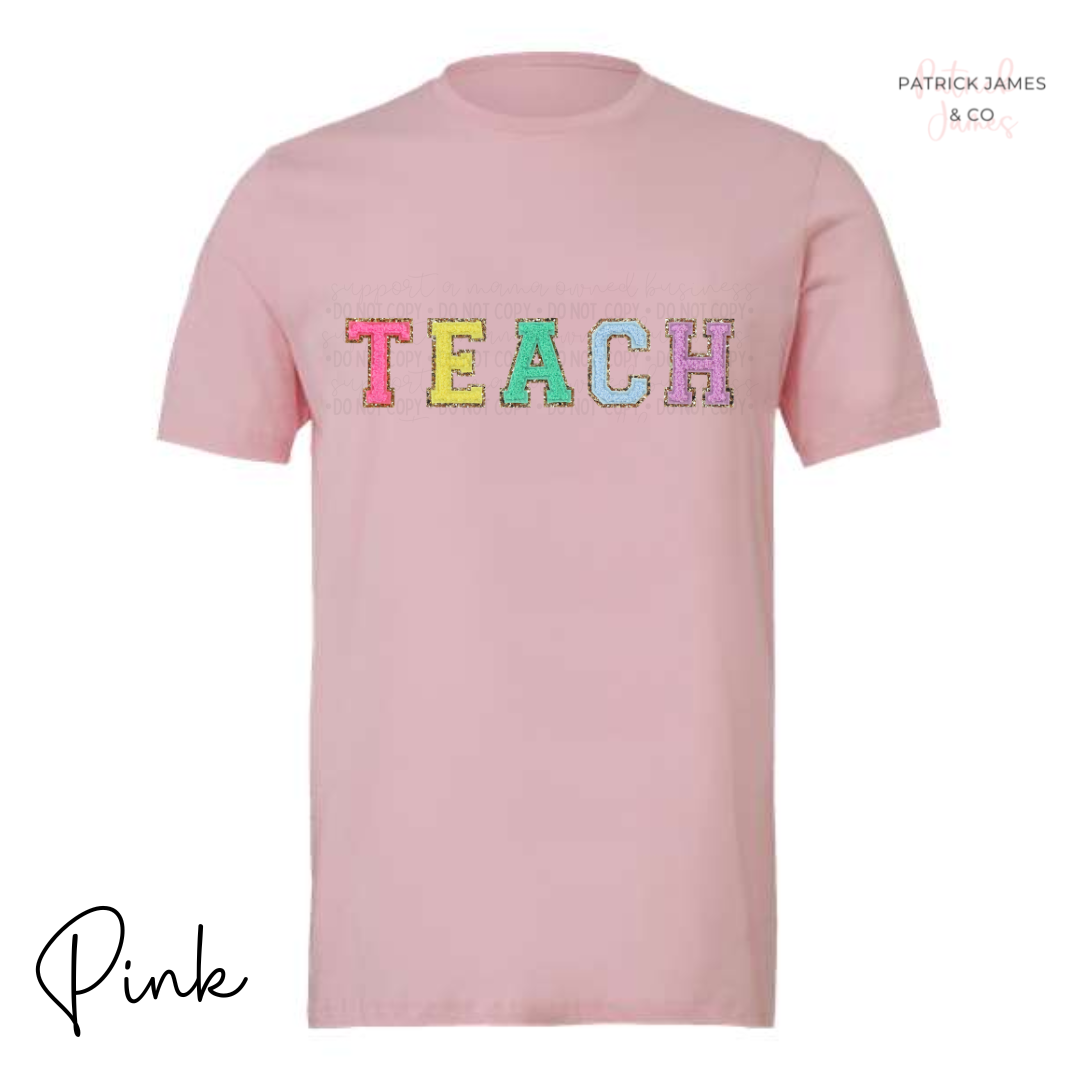 Teach Faux Varsity Letter Short Sleeve Tee - ADULT