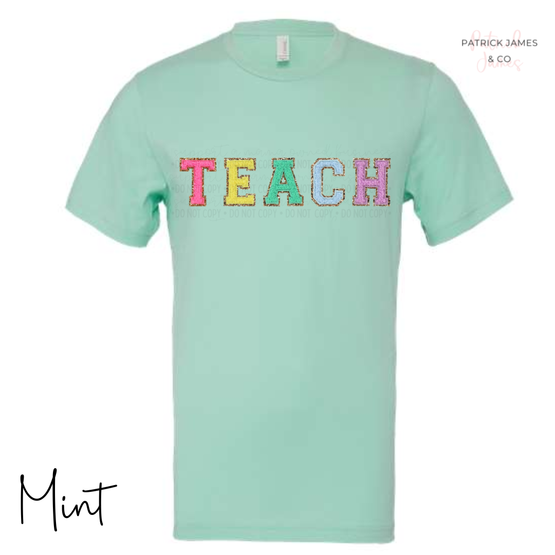Teach Faux Varsity Letter Short Sleeve Tee - ADULT