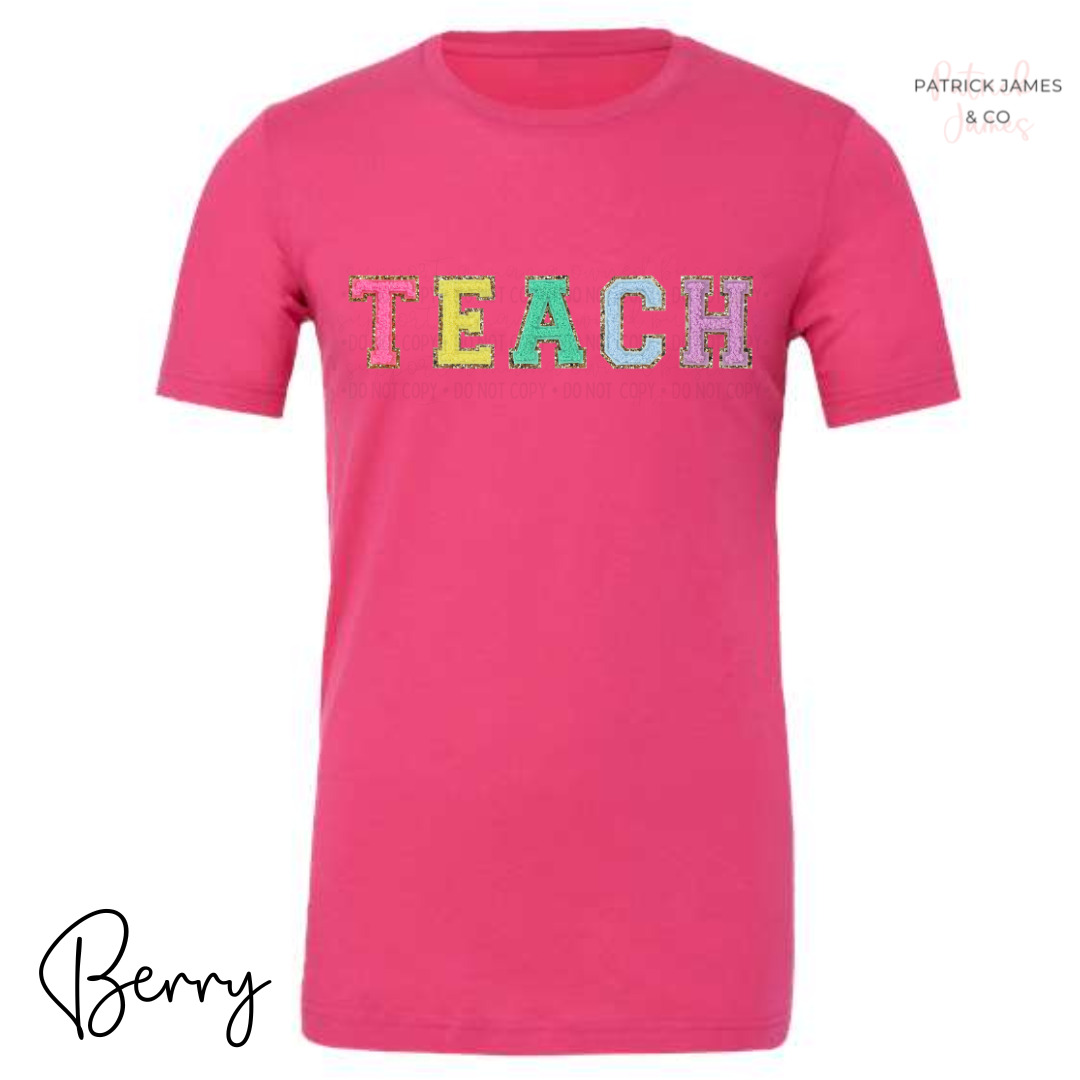 Teach Faux Varsity Letter Short Sleeve Tee - ADULT