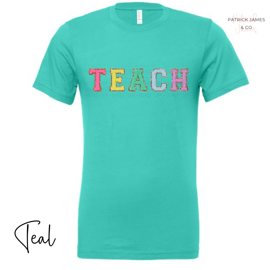 Teach Faux Varsity Letter Short Sleeve Tee - ADULT