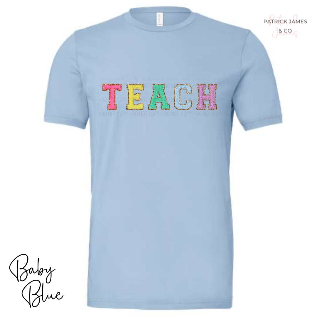 Teach Faux Varsity Letter Short Sleeve Tee - ADULT